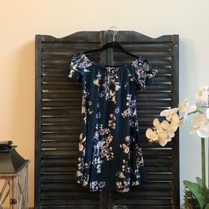 NEW Navy Blue floral off the shoulder Dress